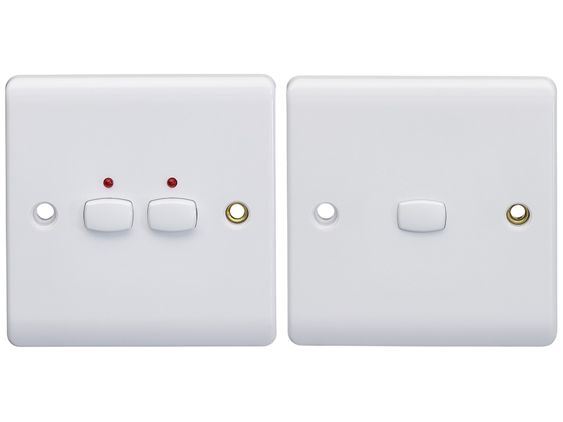 Smart 6mm master/slave two gang Light Switch White